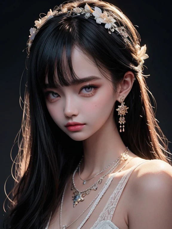 Best Quality, Masterpiece, High Resolution, 1girl, Porcelain Dress, Hair Accessories, Necklace, Jewelry, Pretty Face, On Body, Tyndall Effect, Realistic, Shadow Studio, Rim Lighting, Dual Tone Lighting, (High Detail Skins: 1.2), 8k UHD, dslr, soft light, high quality, volume light, sneak shot, photo, high resolution, 4k, 8k, background blur,