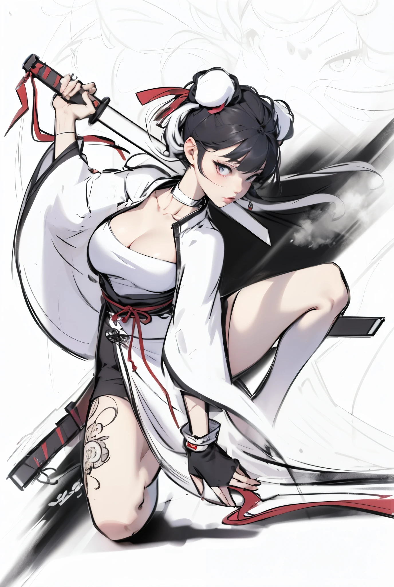 Kyudo Wearing black underwear、Nipples、See-through