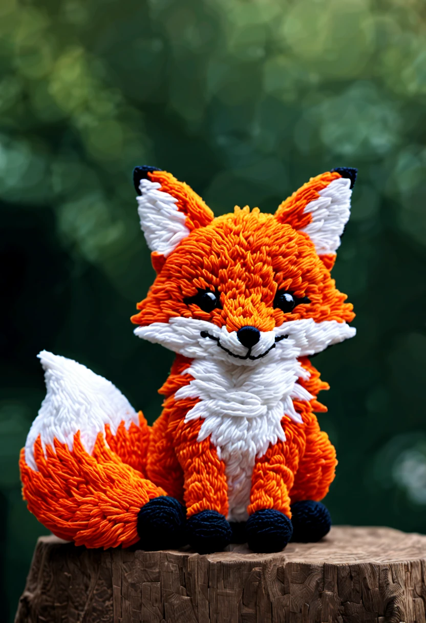 cute fox, punch needle embroidery, intricate, (best quality, masterpiece, Representative work, official art, Professional, unity 8k wallpaper:1.3)