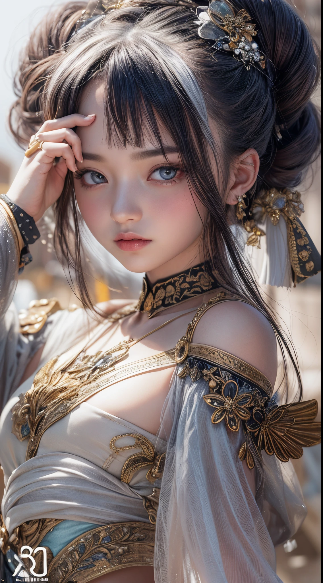 1girls,goddesses,Venus,Delicate and beautiful face,Medium long black hair,flowy,full breast,Convex buttocks,Roman skirt,perfectly proportioned, Detailed clothing details,Temple,arena,wonderland,Cinematic lighting, filmgrain, Fujicolor, light and darkcontrast, 8K, 巨作, Textured skin, Super detail, High detail, High quality, high resolucion,