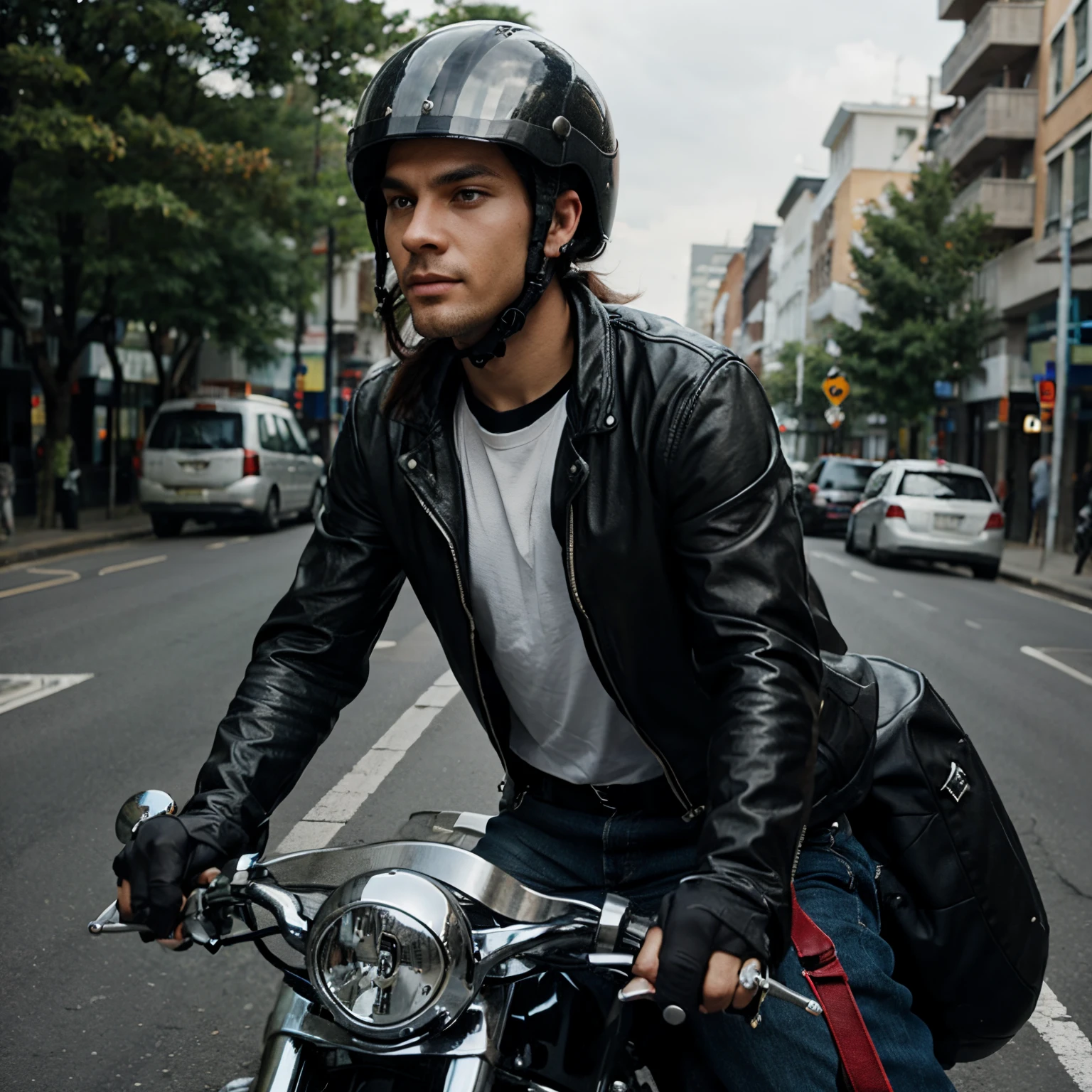 biker with helmet