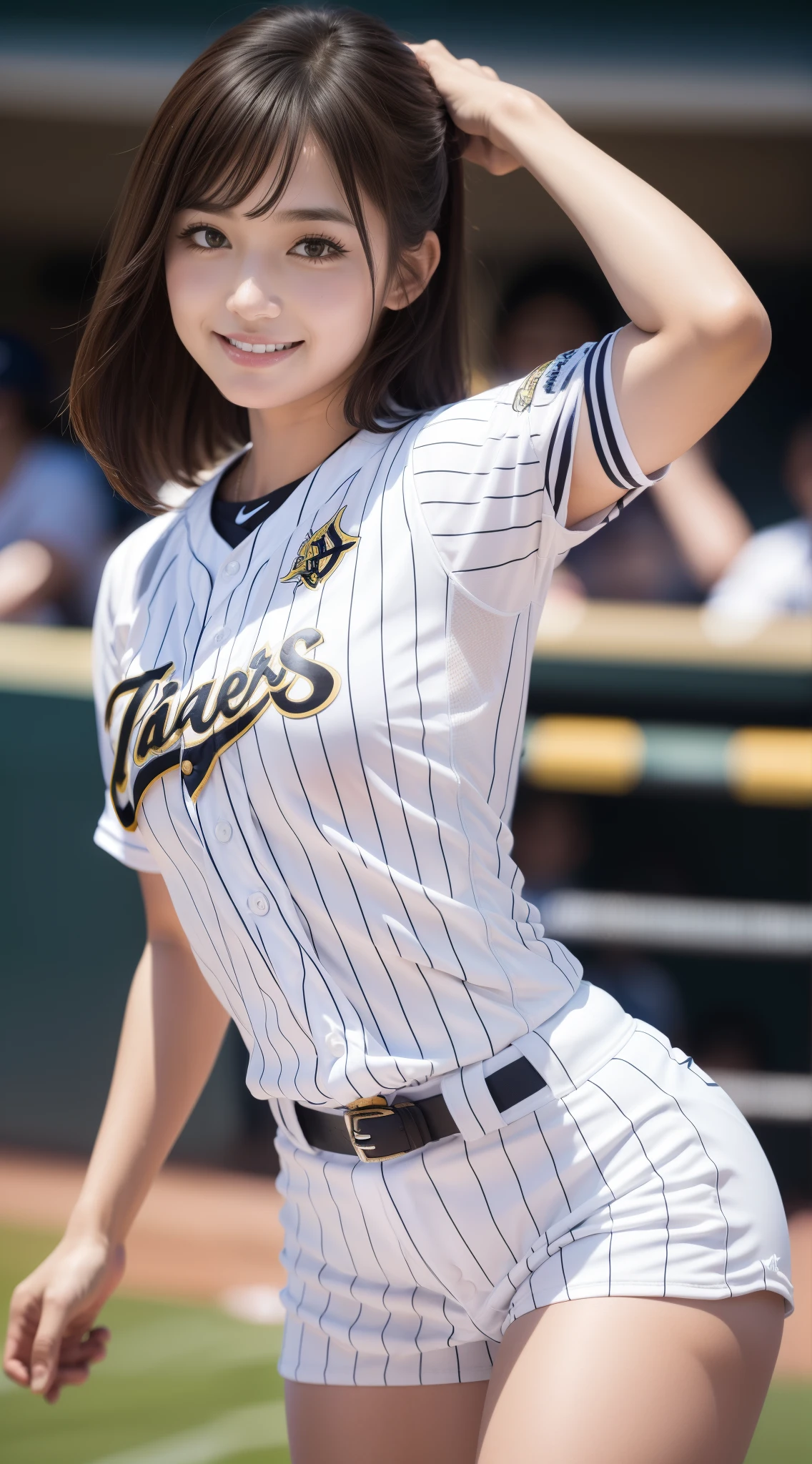 Baseball Uniforms、Hanshin Tigers uniform、Uniform with vertical stripes、huge tit