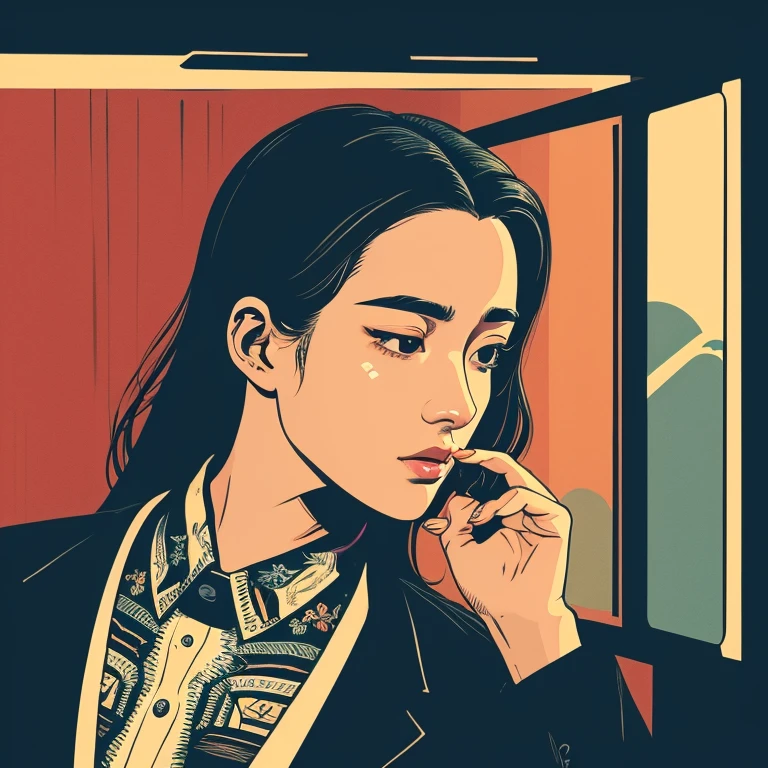 Illustration style、Poses、Drama、Serious、28 year old
