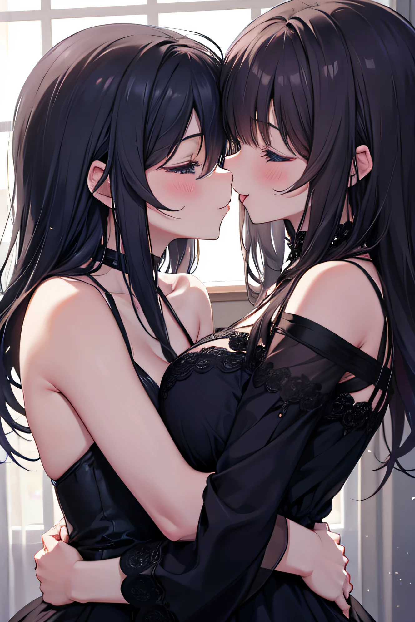 embracing each other2a person adhesion Rich kiss pleasant sensation Entwining tongues beautiful Girl A dark-haired Shoulder out