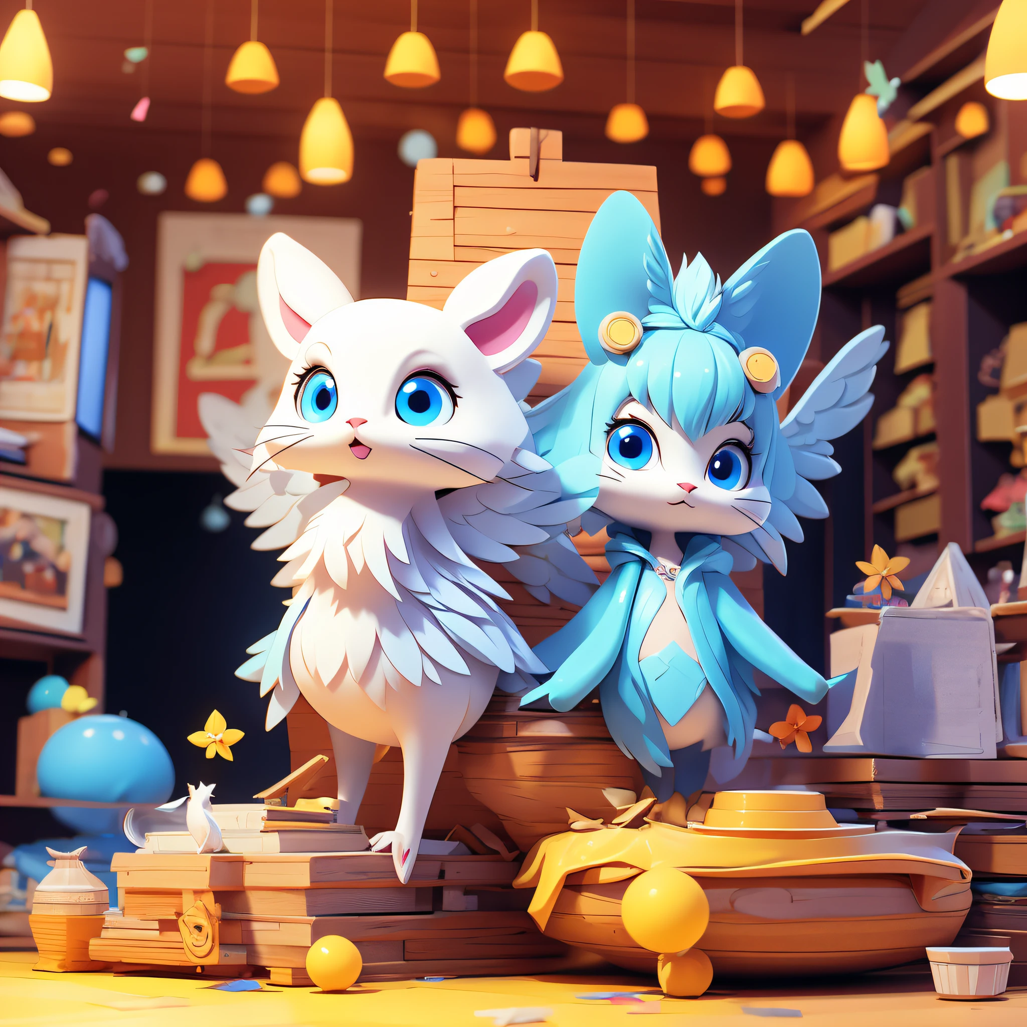 Super cute pet white tail blue eyes wings