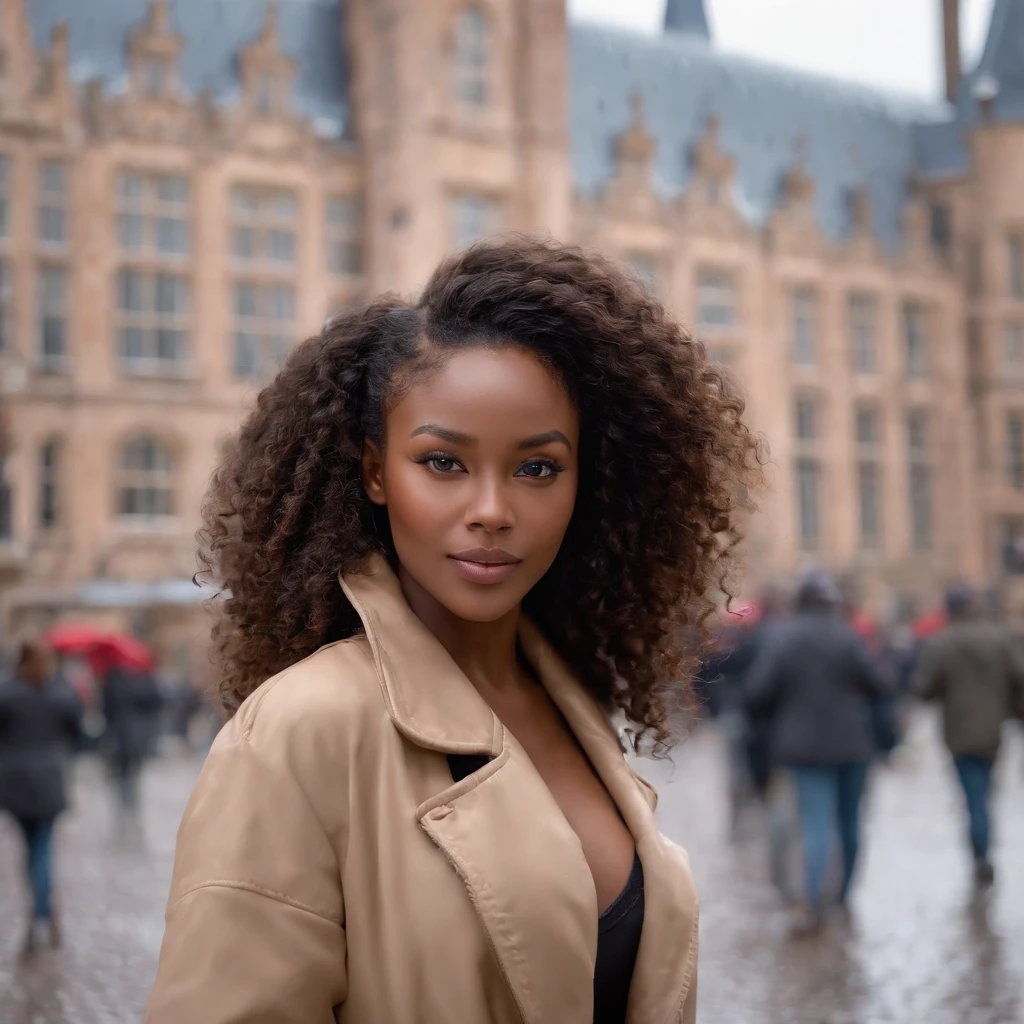 ((Dark African skin, Very deep ebony skin)), ((Its beauty undeniable)), ((Excited cute face)), ((Hyper detailed perfect eyes,)), ((pose mignonne)), ((Langue sortie)), ((Seductive )), sexy, ((beanie, black leather warm winterjacket, jeans)), ((Afro ponytail with long African curly hair, mascara, lipstick)), ((debout, vue de face)), ((toucher ses propres jambes dans une pose sexy)), ((Amsterdam, Netherland, rain, storm, Ville publique, people in the background)), Sharp Focus CGI, photoreallistic, High detail, Realstic, Masterpiece, absurdes, Best quality, Hdr, High quality, high-definition, Extremely detailed, 8k wallpaper, Intricate details, 8K UHD, Full-HD, (photo realist:1.2), contraste, intense illumination, lighting cinematic, natural lighting, veilleuse, Nuit, Illumination globale, a la piscine African women、Female sexy、