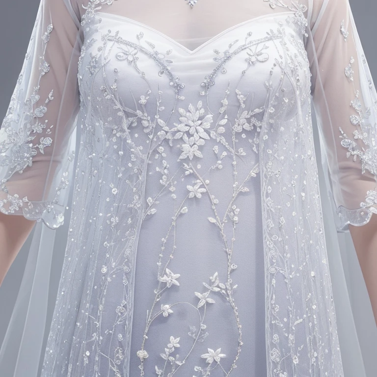 Best quality，EXTREMELY CLEAR，Super refined，super complex，Transparent pure white tone，Pure  thread embroidery，clear crystal embroidery，clear crystal embroidery，Flat background texture material with unique rigorous dense  lines
