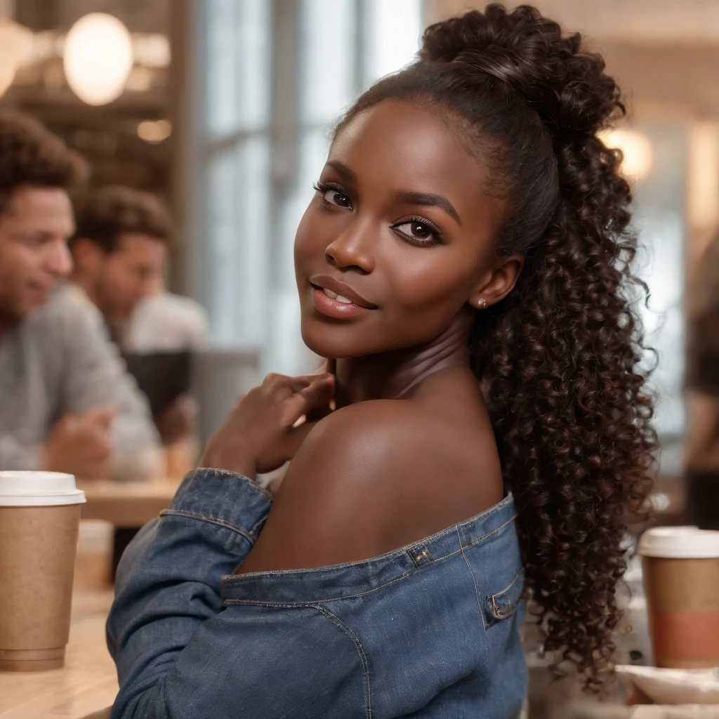 ((Dark African skin, Very deep ebony skin)), ((Its beauty undeniable)), ((Excited cute face)), ((Hyper detailed perfect eyes,)), ((pose mignonne)), ((Langue sortie)), ((Seductive )), ((tres chic)), ((Afro ponytail with long African curly hair,)), (( peau)), ((debout, vue de face)), ((toucher ses propres jambes dans une pose sexy)), ((The Hague, bar, party, dancin , Ville publique, people in the background)), ((doing groceries)), Sharp Focus CGI, photoreallistic, High detail, Realstic, Masterpiece, absurdes, Best quality, Hdr, High quality, high-definition, Extremely detailed, 8k wallpaper, Intricate details, 8K UHD, Full-HD, (photo realist:1.2), contraste, intense illumination, lighting cinematic, natural lighting, veilleuse, Nuit, Illumination globale, Laughing out loud, a la piscine African women、Female sexy, the hague