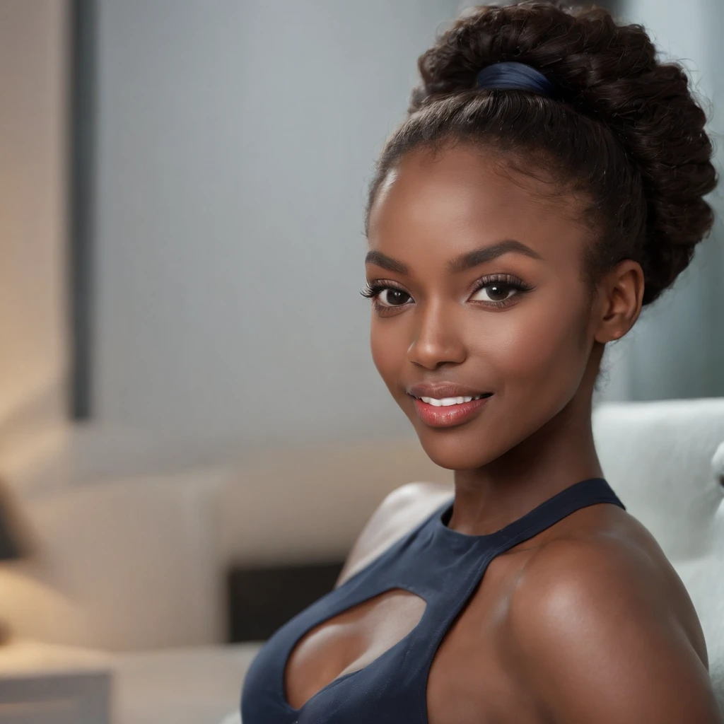 ((Dark African skin, Very deep ebony skin)), ((Its beauty undeniable)), ((Excited cute face)), ((Hyper detailed perfect eyes,)), ((pose mignonne)), ((Langue sortie)), ((Seductive )), sexy, ((beige warm turtleneck, jeans, office, sitting behind desk)), ((Afro ponytail with long African curly hair,)), (( peau)), ((debout, vue de face)), ((toucher ses propres jambes dans une pose sexy)), ((The Hague, office, work, sitting behind desk , Ville publique, people in the background)), ((doing groceries)), Sharp Focus CGI, photoreallistic, High detail, Realstic, Masterpiece, absurdes, Best quality, Hdr, High quality, high-definition, Extremely detailed, 8k wallpaper, Intricate details, 8K UHD, Full-HD, (photo realist:1.2), contraste, intense illumination, lighting cinematic, natural lighting, veilleuse, Nuit, Illumination globale, Laughing out loud, a la piscine African women、Female sexy, the hague