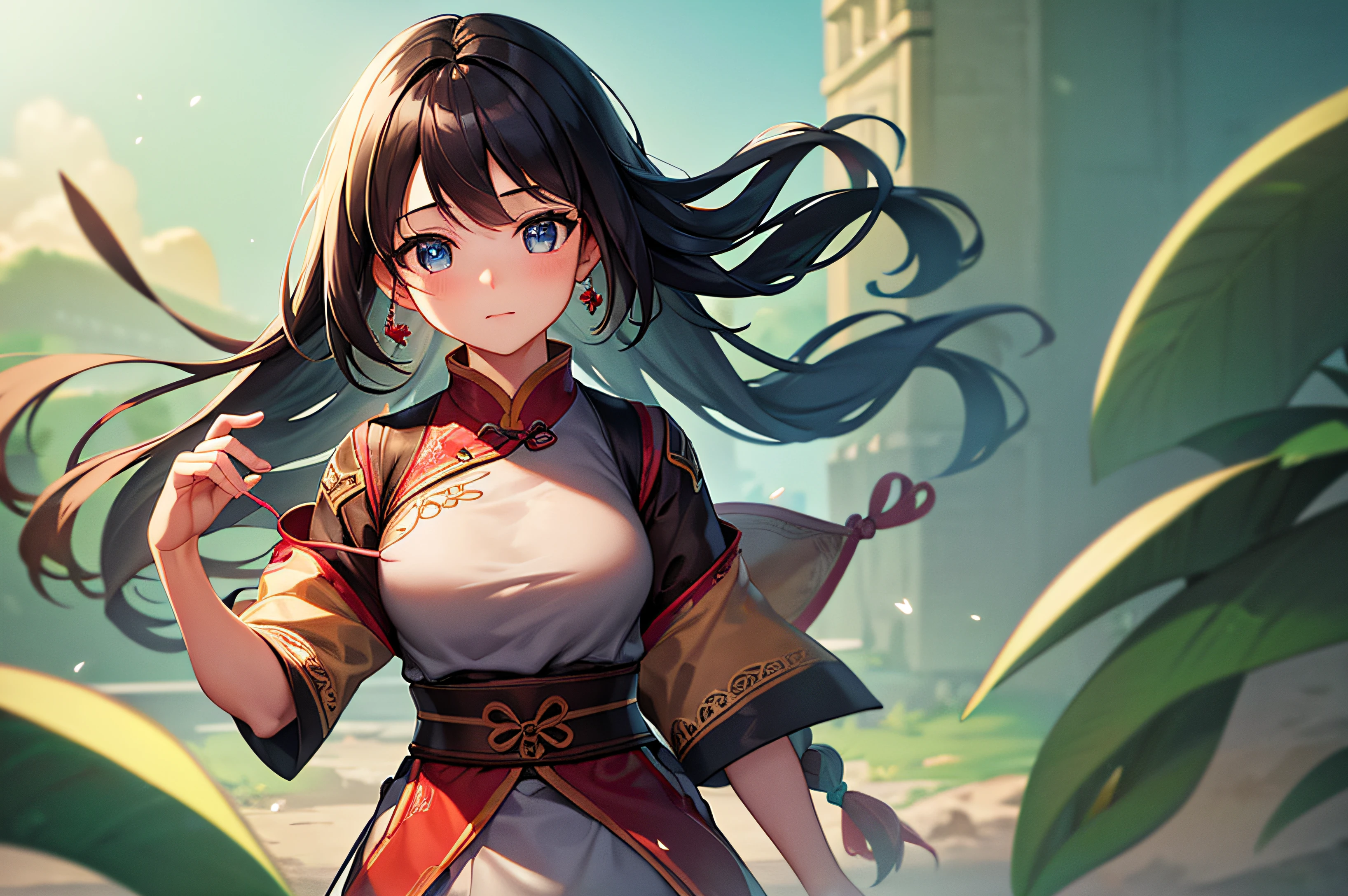 {High quality}, Octane Render, Ultra HD, depth of fields, epicd, Cinematic, Ancient China, 1girl in, Cute face, Solo, Feiyuf,embroideries