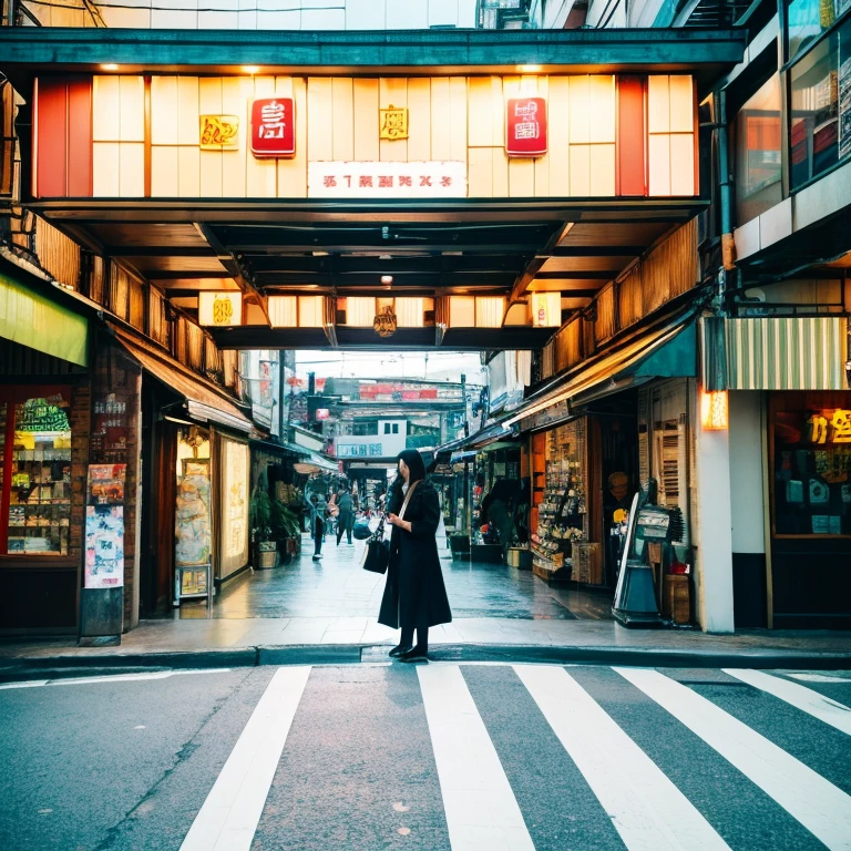 Showa Retro Shopping Street Woman Long Air Raid War