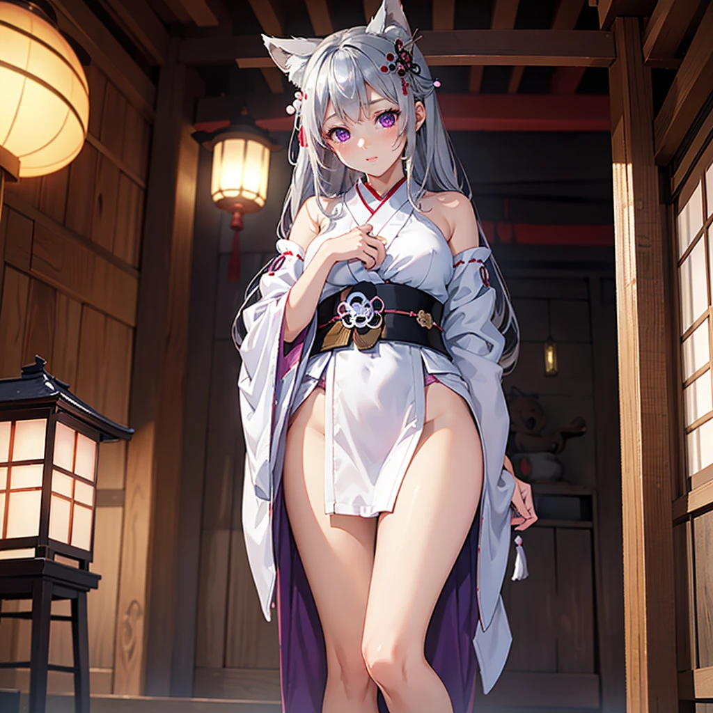 The young girl,White stockings,Animal ear,shy,moaning,hyper HD,tmasterpiece,textur,The skin,hyper-detailing,The whole body，Clear skinny panties,Open legs,Lift your clothes,Open the underwear,anime big breast,The whole face is red,weak,crying,Sexy clothes --auto