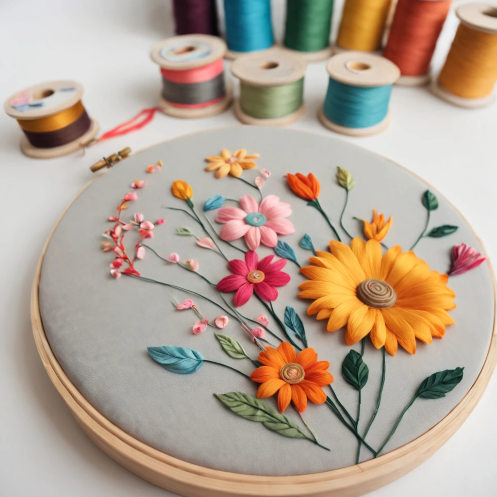 best quality,highres,(realistic:1.37) hand embroidery,delicate stitches,exquisite details,beautifully crafted,precise needlework,vibrant colored threads,fine fabric,textural depth,subtle shading,artistic craftsmanship,labour of love,detailed patterns,meticulous attention to detail,traditional technique,cultural heritage,fine artistry,skillful hands,needle and thread,embroidery hoop,needlework masterpiece,crafting magic,artful stitches,thread painting,thread art,elegant design,intricate motifs,embellished fabric,stitching finesse,textile art,fabric manipulation,textural richness,visual texture,ornate embellishments,needlepoint art,stitching elegance,creative expression,colorful thread palette exquisite handiwork,fine needle craftsmanship,embroidery threadwork,precise thread strokes,needle and fabric transformation,vivid colored embroidery,breathtaking needlepoint art,hand embroidery passion,the beauty of intricate hand stitches,expressive threads intertwining,embroidery storytelling,beautifully embroidered scenes,a world stitched with love,a touch of fine art on fabric,gift of patient hands(Needle and thread are the means to make art flower).