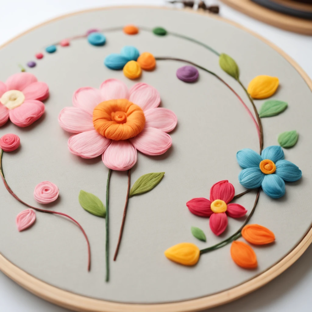 best quality,highres,(realistic:1.37) hand embroidery,delicate stitches,exquisite details,beautifully crafted,precise needlework,vibrant colored threads,fine fabric,textural depth,subtle shading,artistic craftsmanship,labour of love,detailed patterns,meticulous attention to detail,traditional technique,cultural heritage,fine artistry,skillful hands,needle and thread,embroidery hoop,needlework masterpiece,crafting magic,artful stitches,thread painting,thread art,elegant design,intricate motifs,embellished fabric,stitching finesse,textile art,fabric manipulation,textural richness,visual texture,ornate embellishments,needlepoint art,stitching elegance,creative expression,colorful thread palette exquisite handiwork,fine needle craftsmanship,embroidery threadwork,precise thread strokes,needle and fabric transformation,vivid colored embroidery,breathtaking needlepoint art,hand embroidery passion,the beauty of intricate hand stitches,expressive threads intertwining,embroidery storytelling,beautifully embroidered scenes,a world stitched with love,a touch of fine art on fabric,gift of patient hands(Needle and thread are the means to make art flower).