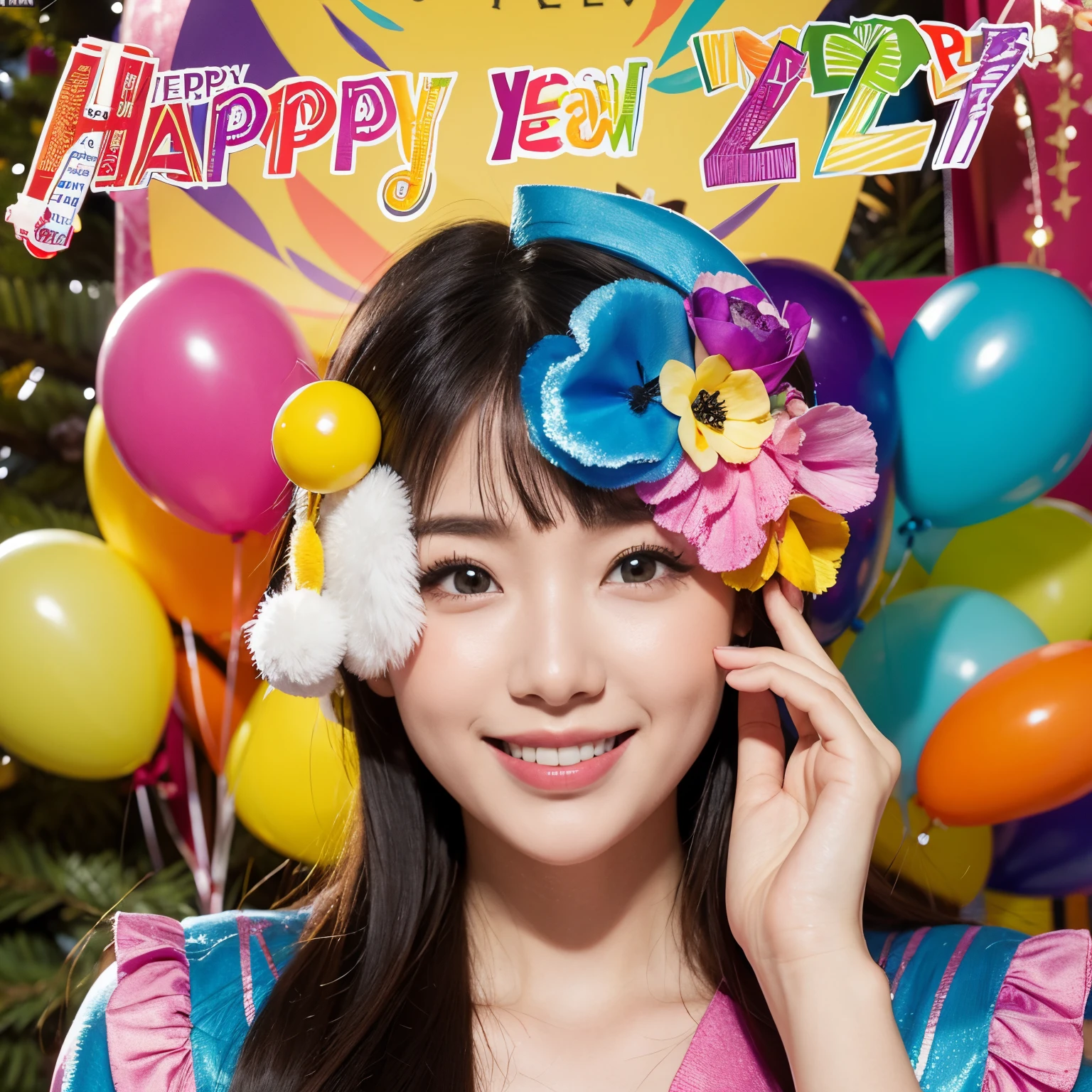 New Year&#39;s Day Poster Eye-catching Happy Colorful New Year