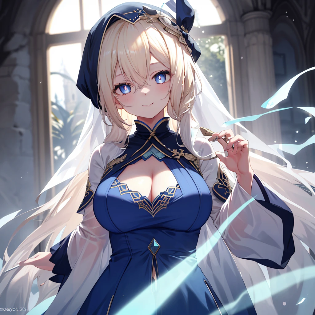 chies,one-girl,long white-blond hair,Blue pupils,hijabi sluty,Split Sister Dress,ssmile,Half open eyeeautiful skins,Glowing skin,Bigchest,moody light,and the sun was shining brightly,8k,hyper-detailing,tmasterpiece