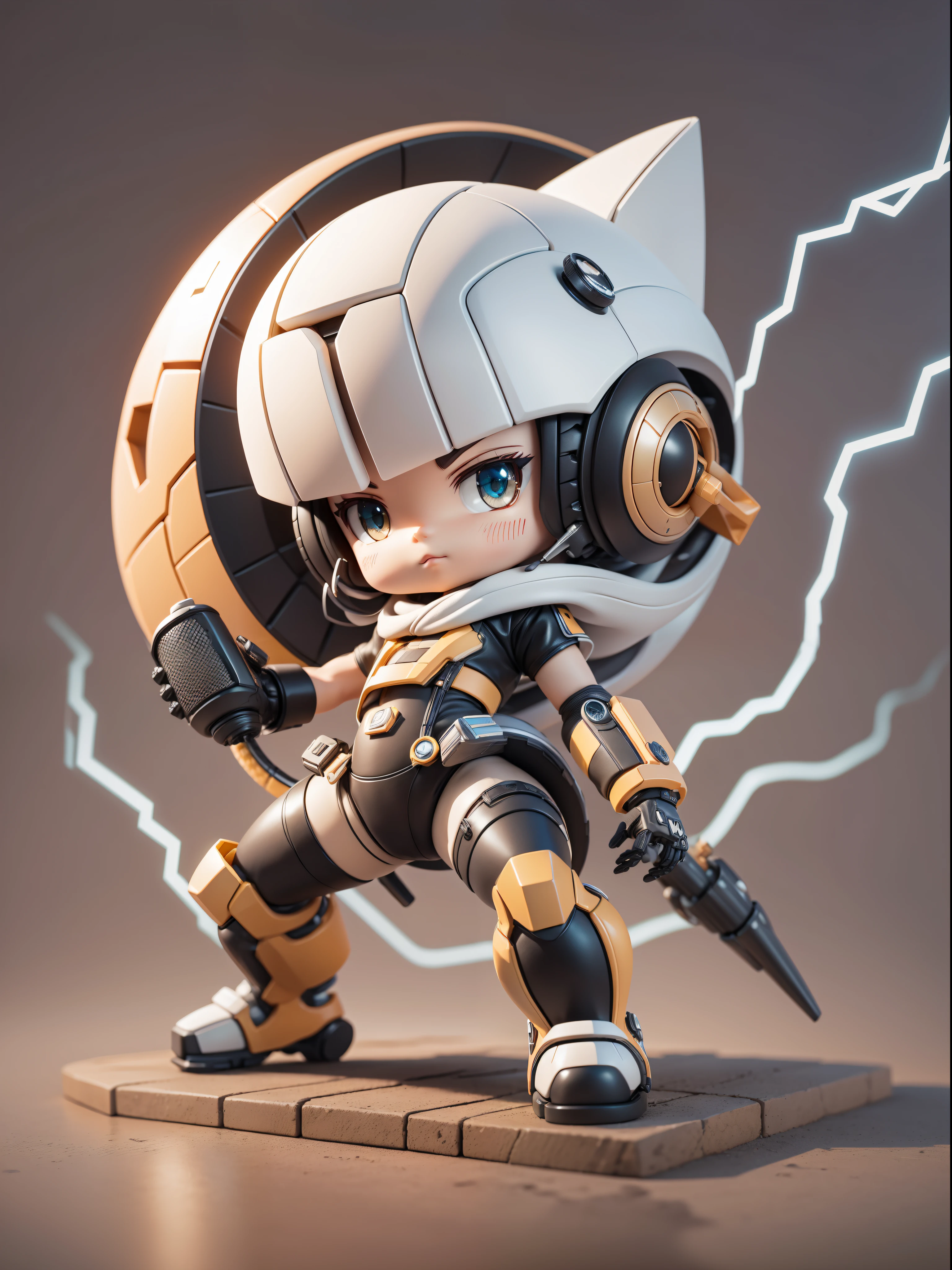 (Mechanical, Snake: 1.331), Lightning Fast, Cute Style, Small, Big Head, 3D Rendering, ((Q Version)), Pokémon Style, Machine Style, Cinematic Texture, Figures, Pokémon, Movie Lights, Heavy Robotic Arm, Mechanical Belly, Mechanical Legs, Mechanical Legs, Mechanical Sense, Background Surround Lightning, Lightning, Cool, Clean White Background, Ray Tracing, Premium Colors, Full Body 3D Model, Action, Stylish Blind Box Toys. (fill body:1.2),chibi