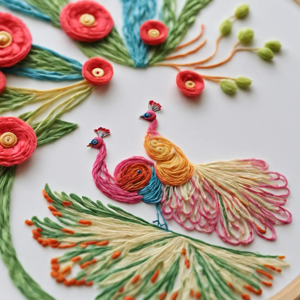 best quality,highres,(realistic:1.37) hand embroidery,delicate stitches,exquisite details,beautifully crafted,precise needlework,vibrant colored threads,fine fabric,textural depth,subtle shading,artistic craftsmanship,labour of love,detailed patterns,meticulous attention to detail,traditional technique,cultural heritage,fine artistry,skillful hands,needle and thread,embroidery hoop,needlework masterpiece,crafting magic,artful stitches,thread painting,thread art,elegant design,intricate motifs,embellished fabric,stitching finesse,textile art,fabric manipulation,textural richness,visual texture,ornate embellishments,needlepoint art,stitching elegance,creative expression,colorful thread palette exquisite handiwork,fine needle craftsmanship,embroidery threadwork,precise thread strokes,needle and fabric transformation,vivid colored embroidery,breathtaking needlepoint art,hand embroidery passion,the beauty of intricate hand stitches,expressive threads intertwining,embroidery storytelling,beautifully embroidered scenes,a world stitched with love,a touch of fine art on fabric,gift of patient hands(Needle and thread are the means to make art flower).