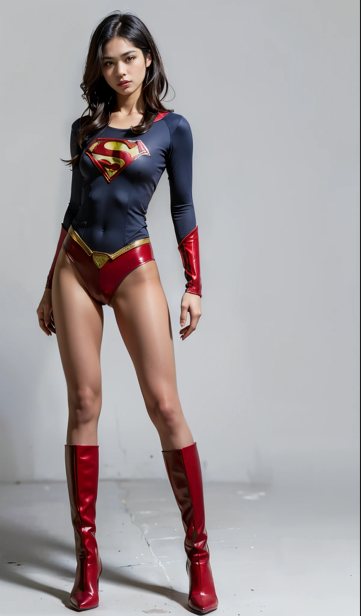 Are sleeping、lying back on、(((Wear black tights on your beautiful legs.)))、(((Grow legs、tall、Legally express the beauty of your smile)))、((((Make the most of the original image)))、(((Supergirl Costume)))、(((beautiful hairl)))、(((Suffering)))、(((Feet must necessarily be worn with black tights)))、(((You need to wear red boots)))、((Top image quality、8K))、((top-quality、8K、masterpiece:1.3))、(((Keep Background )))、Crisp focus:1.2、Beautiful woman with perfect body shape:1.4、Slender Abs:1.2、a wet body:1.5、Highly detailed facial and skin texture、8K