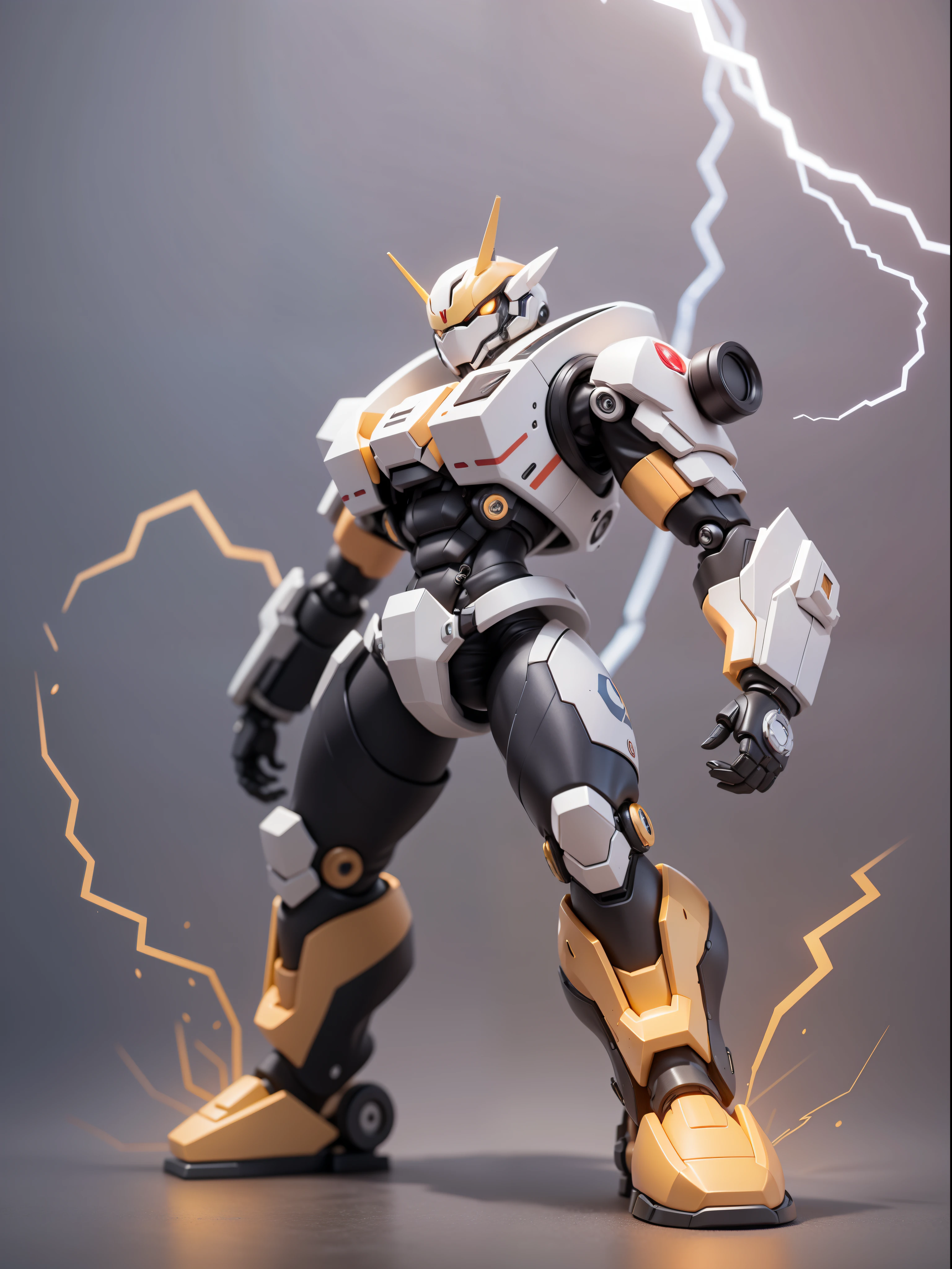 plethora of colorechanical, serpent: 1.331), Lightning fast, cuyle, small, big headed, 3Drenderingof, ((Q version)), Pokémon style, Machine style, Cinematic texture, 人物, Pokémon, cinematic lighitnglamplight, Heavy robotic arm, mechanical belly, mechanical leg, mechanical leg, mechanical sense, The background surrounds lightning, salama, Cool, Clean white background, Ray traching, Premium color, Full body 3D model, Let's go, trendy blind box toys. (Fill the body:1.2),tchibi