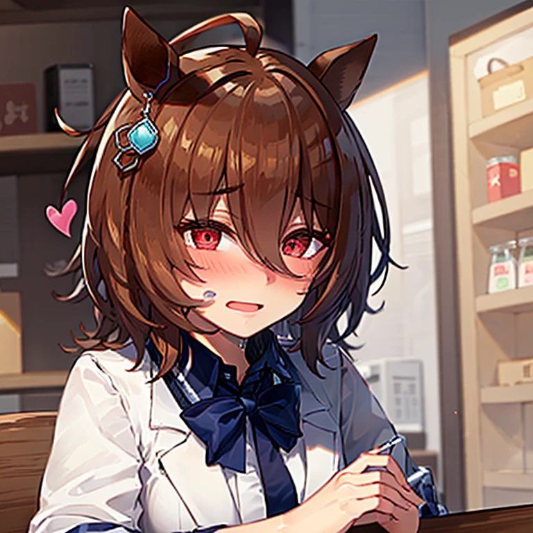 Agnes-Tachyon, umamusume, white Labcoat and yellow sweater, Crimson eyes, tieanime, high detailed, masterpiece, sunburned, (detailed eyes), (no teeth:1.2), (cum in mouth:1.5), (cum into the mouth:1.4), implied fellatio, (filamentous semen:1.3), (very huge breasts), (open mouth loudly:1), (close up face:1.5), (ahegao), (detailed tongue), (sticking tongue out:1.1), (with long tongue), Beautiful facial skin, 0pen