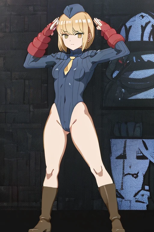 ultra-detailed, Explicit, Beautiful body, Beautiful Nose, Beautiful character design, perfect eyes, perfect face, ultra highres, 4K, beautiful legs, perfect legs, Nice hands, Perfect hand, Masterpiece, Best Quality, Highly detailed, illustration, absurdres, street fighter, doll suit, shadaloo doll, dollsuit, girls, multiple girls, expressionless, blank eyes, looking at viewer, red gloves, emotionless, black latex, corrution, mind control, female combatant, full body, hypnotized, unhappy trance, full body suit, ribbed bodysuit, both arms at side, stand up straight, obey, perfect female body, extremely glossy latex, hypnosis, hypnoLora, empty eyes, Mind control device, poses, brainwashed, submissive_pose, Slave, hat, necktie, stand up straight, standing, standing at attention, belt, extending the right arm from the shoulder into the air with a straightened hand, nazi saluting, military, military saluting, salute, right hand saluting, left hand at side, latex, garter belt, thighhighs, YuiHatimitu, blonde hair, short hair, yellow eyes, Shikimori's Not Just A Cutie, shaded face