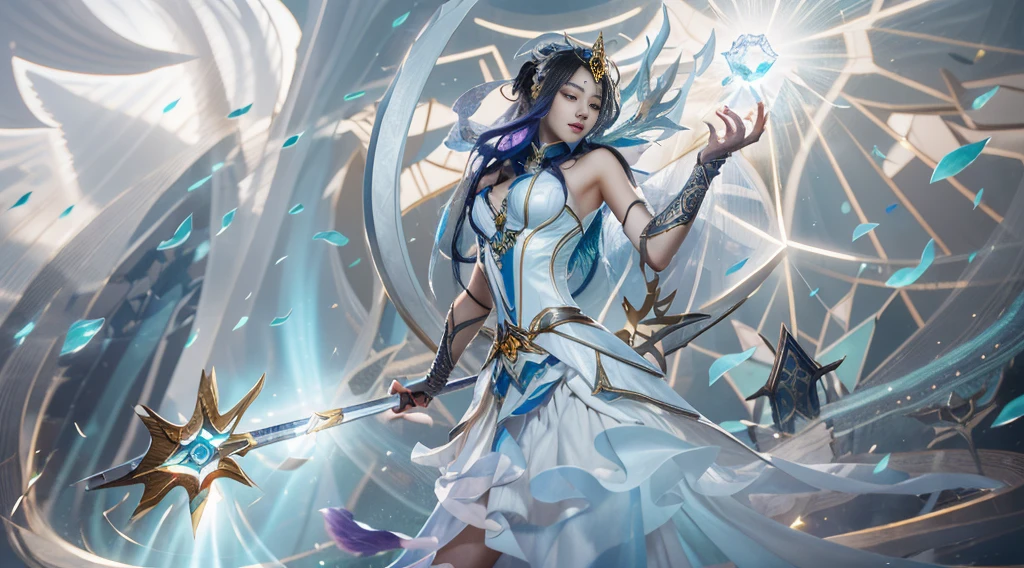 a woman with a glowing light in her hand and lingerie, irelia, mobile legends, zenra taliyah, ahri, leblanc, heise jinyao, splash art, league of legends arcane, beautiful celestial mage, portrait of ahri, freya, style league of legends, inspired by Ju Lian, astri lohne
