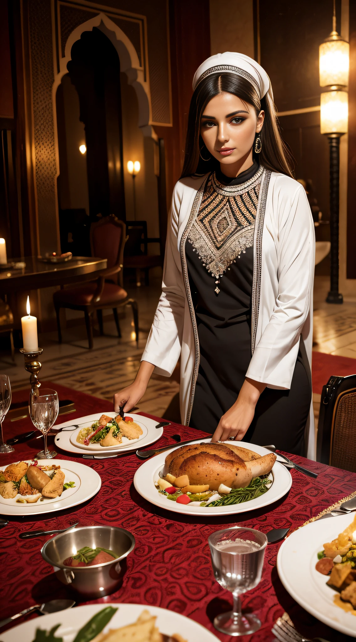 maroc, berbère, femme, blanc, noir, Réaliste, rivière, brebis, amour, salon, maroc, dîner
