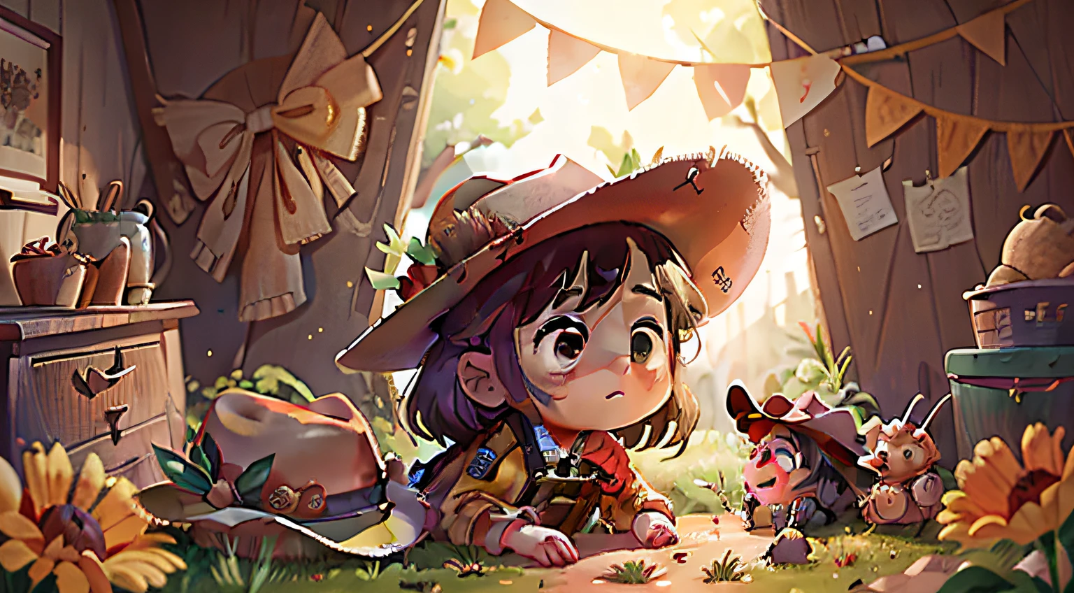 garota agricultora chamada papoula, vestindo roupas de cowboy, cowboy hat, ( bonito) (5-6 anos) abrindo uma porta no celeiro (lugar escuro: 0.8) (Desordem - Casa: 0.8), (master part: 1.2 ) (Realistic: 1.2) (Bokeh) (best quality) (detalhes complexos) (8k) (foco nítido), (pele detalhada: 1.2)