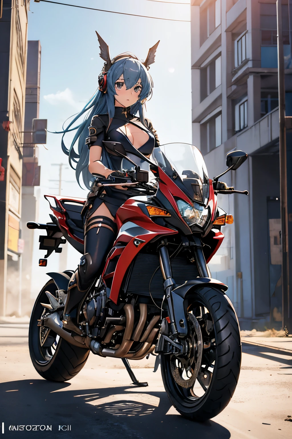 anime em uma motocicleta no deserto, anime mechanized art valkyrie girl, Krenz Cushart e Artem Demura, arte conceitual da motocicleta, Cushart Kenz, cyberpunk menina mech, anime mecha aesthetic, sentado em moto cyberpunk, arte digital do anime cyberpunk, lindo d&d retrato do caractere, beautiful face, agourento, fantasia sombria, fiverr dnd personagem, octan render, arte digital, Detalhe extremo, 4k, Ultra HD |, polido, Beautiful, hiperdetalhado, intrincado, elaborar, meticuloso, fotorrealista, foco nítido, WLOP, design de personagens, Motor irreal, 3d renderizado, Volumetric lighting, reflexions, glossy, digital illustation, Posar, Posar sugestiva, tiro de corpo inteiro, 💖❤💕💋❣