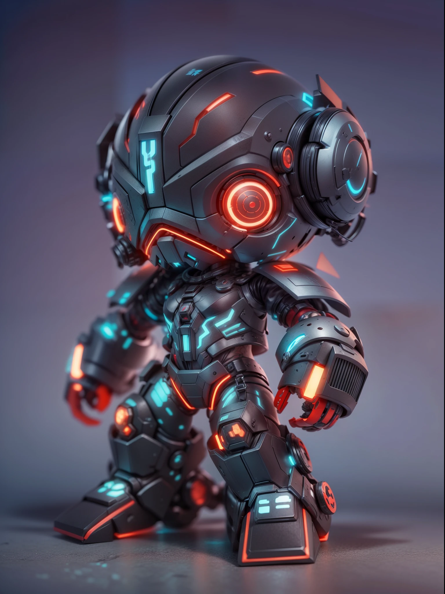 (Blind box toy style:1.2), (Full body shot) , 1 cute strong metal mage, Metal mech，Metal opaque helmet, cyber punk perssonage, dreamy glow, Clean, Black draft,red and blue style， ( Global illumination, Ray traching, hdr, unreal render,reasonable design, high detal, Masterpiece, Best quality, hyper HD, Cinematic lighting)