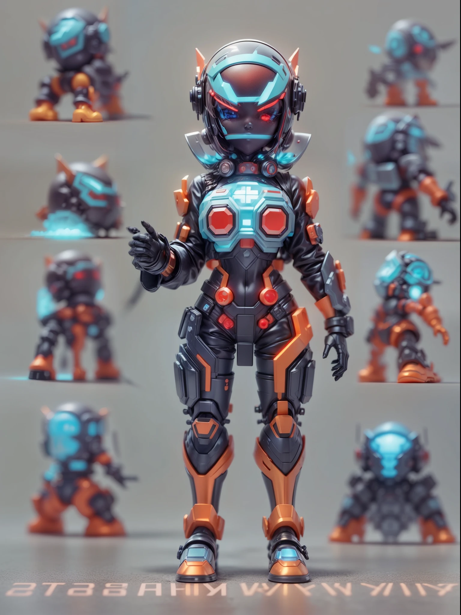(Blind box toy style:1.2), (Full body shot) , 1 cute strong metal mage, Metal mech,Metal opaque helmet, cyber punk perssonage, dreamy glow, Clean, Black draft,red and blue style, ( Global illumination, Ray traching, hdr, unreal render,reasonable design, high detal, Masterpiece, Best quality, hyper HD, Cinematic lighting)