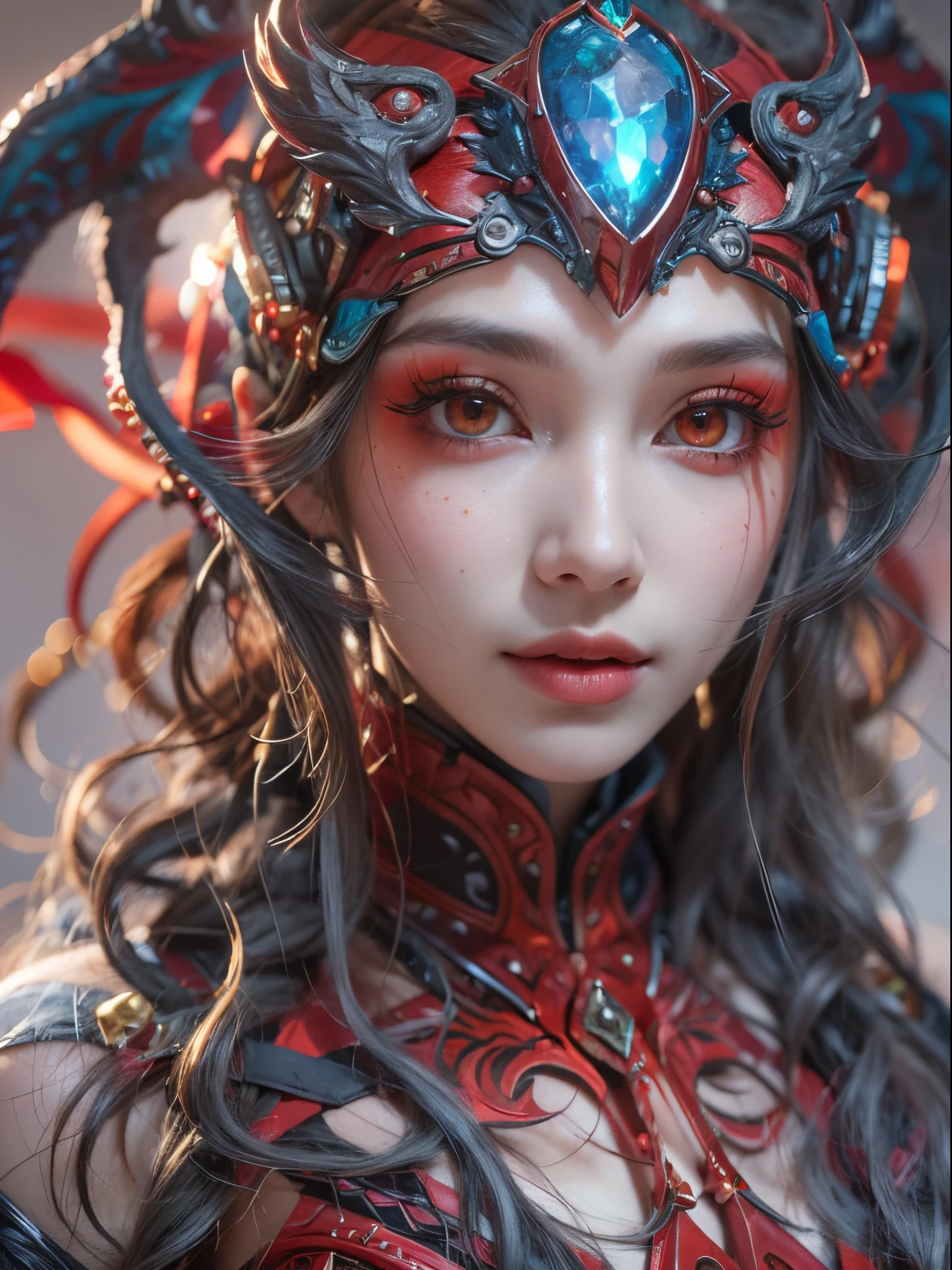 Female Alien, Beautiful face, seduces, red eyes, Full body like, A sexy, alien, No humans, an alien, cells are fused, Multiple hands, Lots of iridescent blue tentacle skin:1.5), extraterrestrial, cell, bio image, 魅惑的, Best Quality, 8K,,4K_quality, high_Definition,Dramatic Lighting, masutepiece:1.5,cinematic quality, detail up, Intricate details:1.2, 超A high resolution, High Definition, drawing faithfully, (Thick eyebrows:1.2), (Big scarlet eyes:1.6), Beautiful eyes with fine symmetry, (Ultra detailed eyes:1.2),(Highly detailed face and eyes:1.2), (High-resolution red-eye:1.4), Intimate face, (ultra detailed skin texture:1.4), Perfect Anatomy,  (Beautiful toned body:1.5),  (Moist skin:1.2), No makeup, (dark circles:1.1),