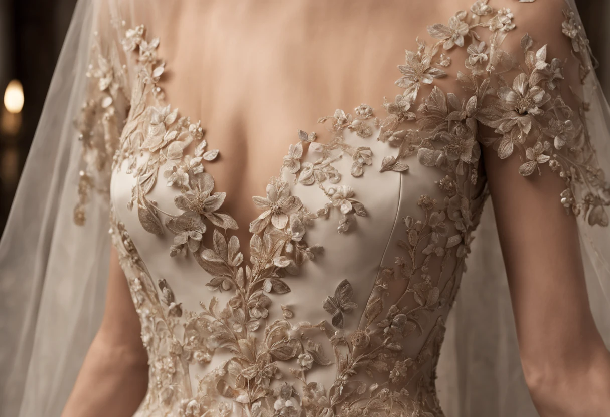 spectacular hand embroidered wedding dress, intricate detailing, delicate lace, shimmering beads and sequins, exquisite craftsmanship, long flowing train, glamorous silhouette, ethereal beauty, luxurious fabric, fine threadwork, intricate floral patterns, elegant neckline, intricate motifs, breathtaking design, regal princess-like aura, couture masterpiece, timeless elegance, opulent and extravagant, show-stopping gown, exquisite handiwork, captivating embroidery, royal allure, stunning craftsmanship, meticulous attention to detail, radiant and glamorous, flawless and regal, breathtaking and enchanting, artistry and elegance, magnificent and graceful, impeccable and refined, extraordinary and enchanting.