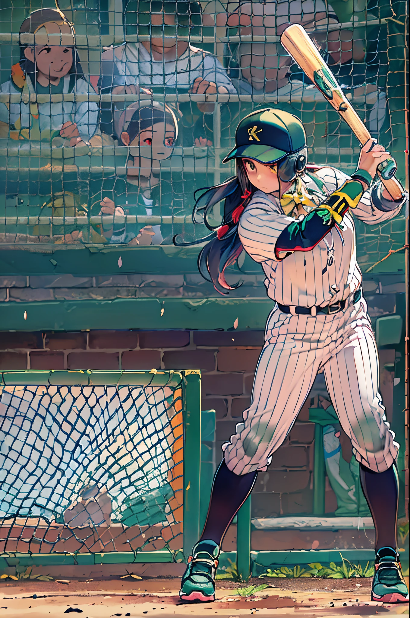 in the batter's box, Hold the bat, Long Black Hair, One-legged hitting method
