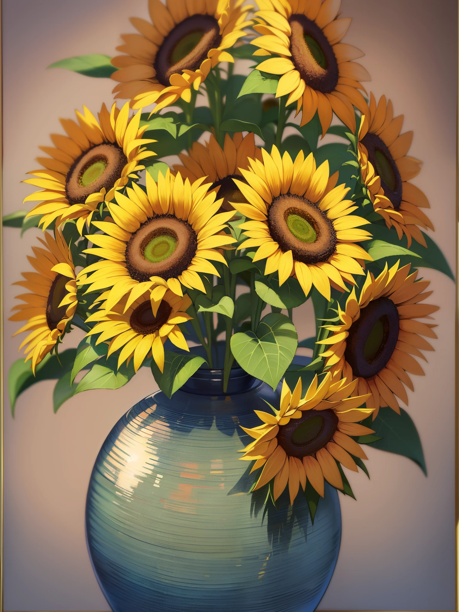 top-quality、Masterpiece、detaileds、『Sun flower』(french: Les Tournesols、dutch: Zonnebloemen、english: Sunflowers)ha、Painted by Vincent van Gogh between August 1888 and January 1890、It is the name of several paintings whose motif is sunflowers arranged in vases.。Sunflowers for Van Gogh、The bright sun of southern France、It is said that it was a symbol of utopia.。 The sunflowers I painted extensively during my stay in Arles.、This is also based on the fact that he has not painted since he began treatment at a mental hospital.。as a group of works『Sun flower』Van Gogh created about the score and「Oil painting with a motif of sunflowers in a vase」If the definition is、It is widely accepted that 7 works were created.。Of these, 6 items still exist。In addition to this、A total of 11 items, including those created in Paris.(or 12 points)There is a definition that、This includes compositions that are not placed in a vase.。In this section, we mainly focus on the former「sunflowers in a vase」I will describe a group of works that have almost the same composition as。Regarding the reason why there are multiple works with similar compositions,、It was the base of life and production in Arles.「yellow house」There is a theory that it was used to decorate the room of。Van Gogh is、『Madame Roulin The Woman Who Rocks the Cradle』With the work called in the center、『Sun flower』(Munich、London、Amsterdam、4 points in Tokyo)In the letter, he wrote about the idea of displaying two of the works on either side.。consequently、These works are studies、Rather than redoing something that didn't work,、It seems that there was a meaning in having more than one.。This is the Sompo Japan Togo Seiji Museum in 2003.(Current Sompo Museum of Art)This was realized at the special exhibition of。