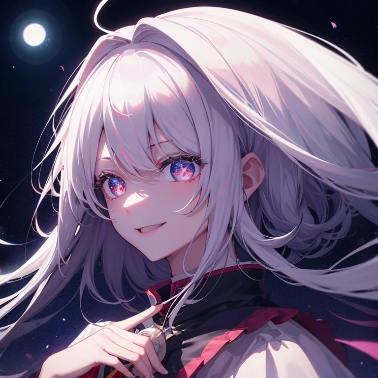 人物,under moonlight,bright,flash lights,ssmile,White hair,nevando,