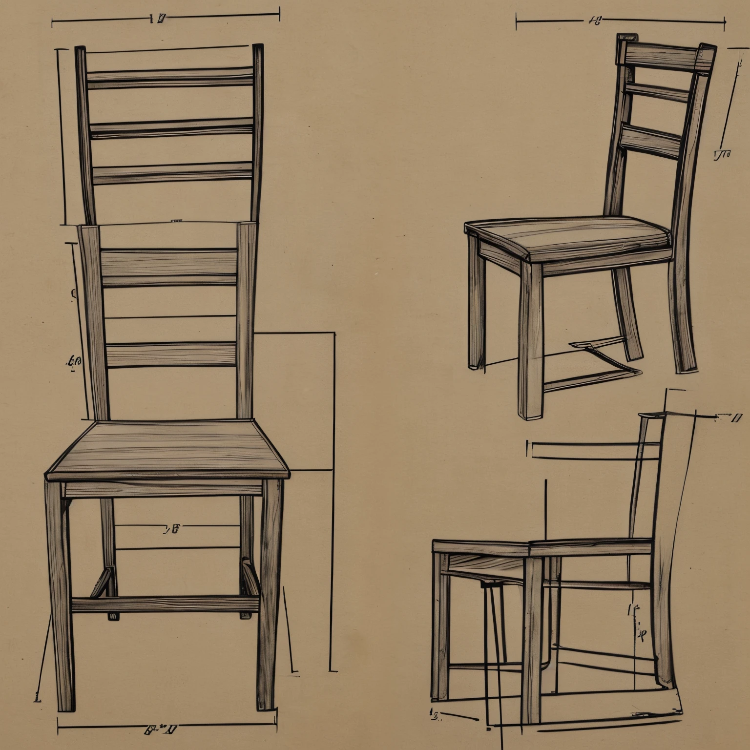 Draw 3 versions of 5 Chairs
- Study a chair from life or from reference (structure, symmetry, diagonals, etc)
- draw 2 other views of the same chair from imagination
- look for consistent proportions between the 3 versions