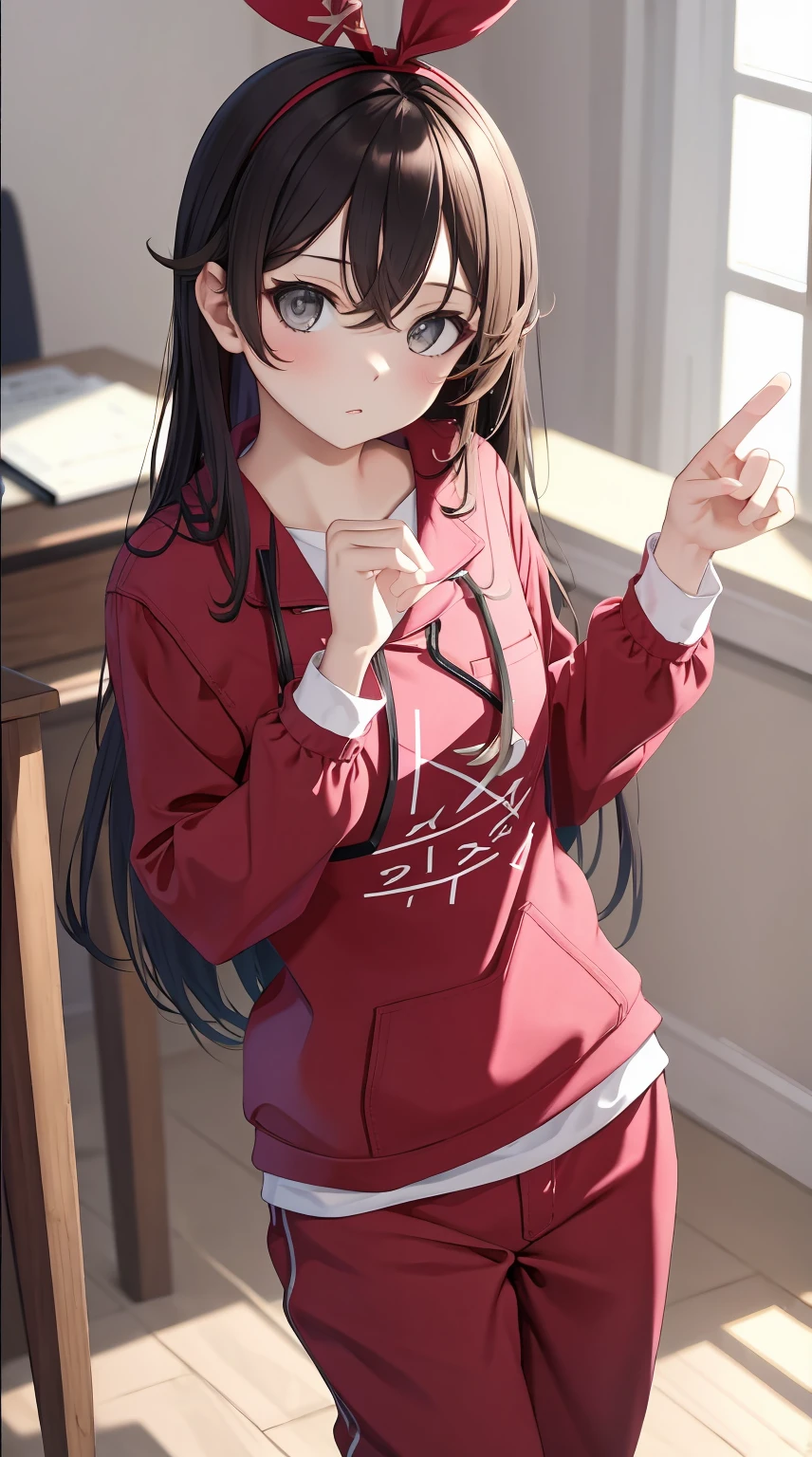 in sexy pajamas, Beautiful posture, coquettish, Study room, sofe, random charming actions, facing at the camera, lmaginative, first love