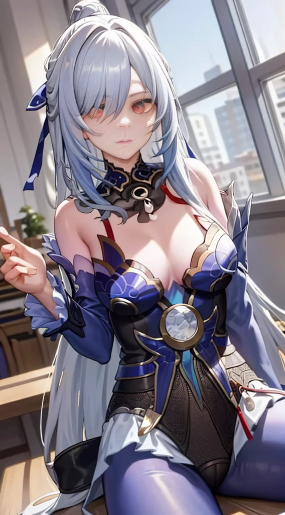 in sexy pajamas, Beautiful posture, coquettish, Study room, sofe, random charming actions, facing at the camera, lmaginative, first love