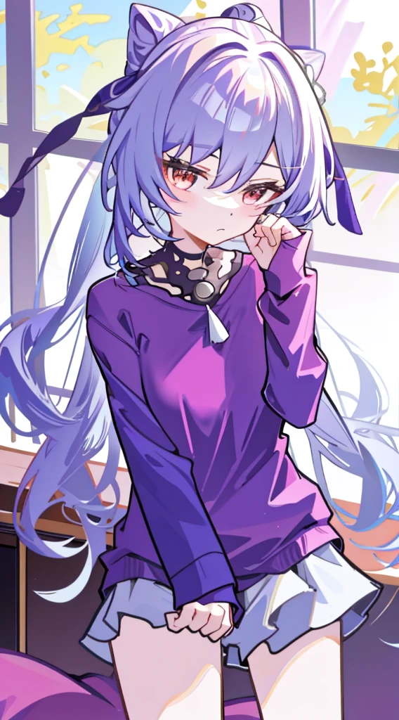 in sexy pajamas, beautiful postures, coquettish, Study room, sofe, random charming actions, facing at the camera, lmaginative, first love