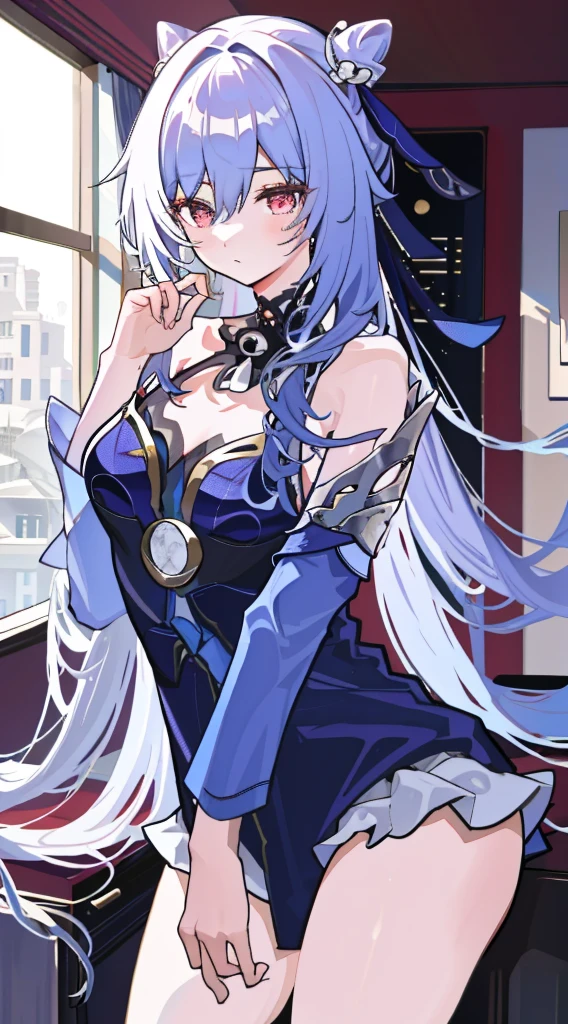 in sexy pajamas, beautiful postures, coquettish, Study room, sofe, random charming actions, facing at the camera, lmaginative, first love