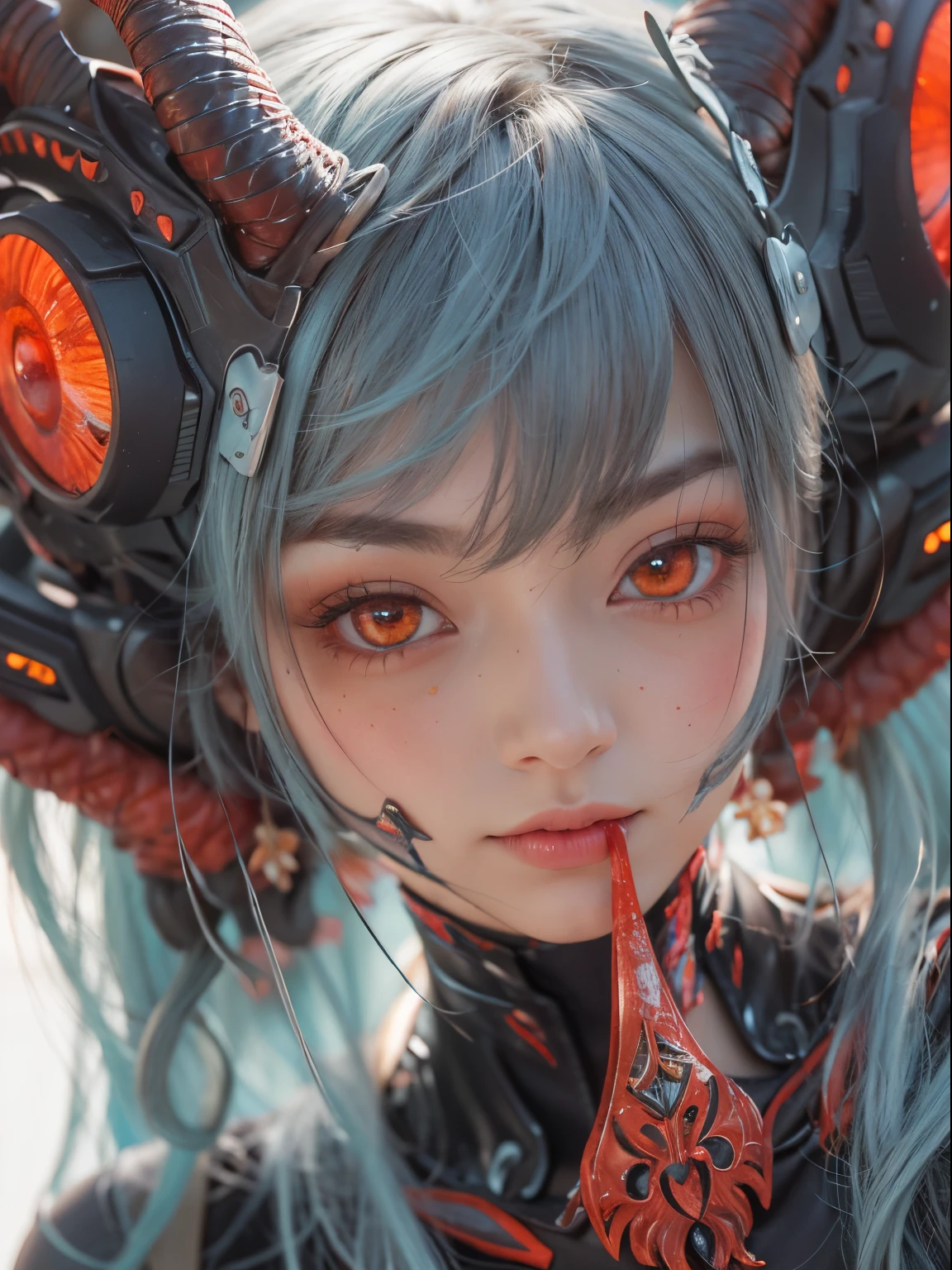 Female Alien, Beautiful face, seduces, red eyes, Full body like, A sexy, alien, No humans, an alien, cells are fused, Multiple hands, Lots of iridescent blue tentacle skin:1.5), extraterrestrial, cell, bio image, 魅惑的, Best Quality, 8K,,4K_quality, high_Definition,Dramatic Lighting, masutepiece:1.5,cinematic quality, detail up, Intricate details:1.2, 超A high resolution, High Definition, drawing faithfully, (Thick eyebrows:1.2), (Big scarlet eyes:1.6), Beautiful eyes with fine symmetry, (Ultra detailed eyes:1.2),(Highly detailed face and eyes:1.2), (High-resolution red-eye:1.4), Intimate face, (ultra detailed skin texture:1.4), Perfect Anatomy, (Beautiful toned body:1.5), (Moist skin:1.2), No makeup, (dark circles:1.1),