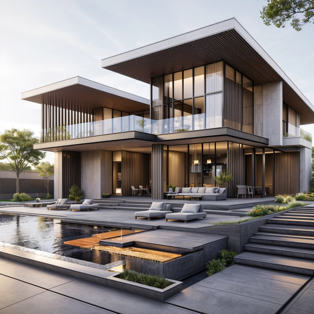 (masterpiece),(high quality), best quality, real,(realistic), super detailed, (full detail),(4k),8k,modern house exterior design,Modern architecture,Beautiful_sky,Day light, no_humans, outdoors,sky,tree,Garden flower front of building,