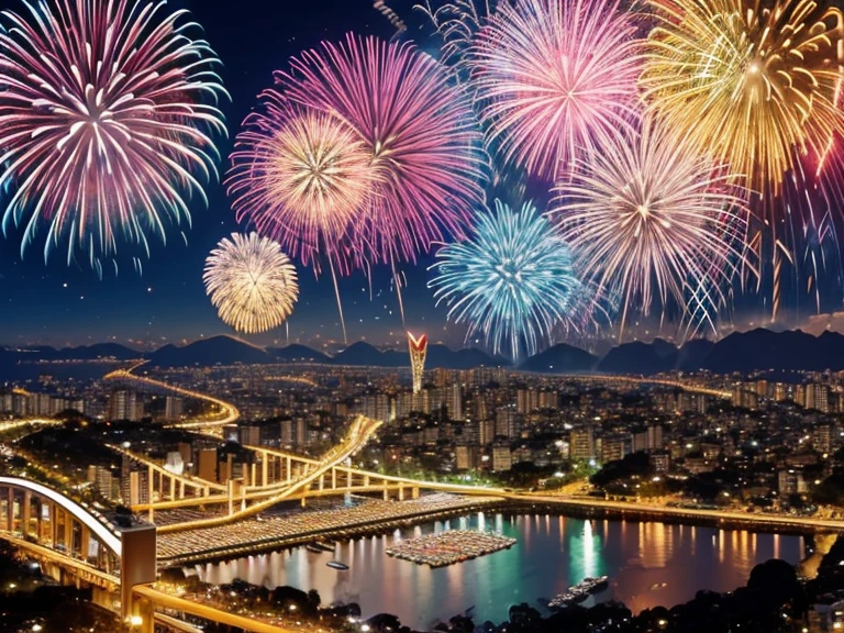 new year party, brazil santa catarina, reveillon, artificial fireworks, lot fireworks, night
