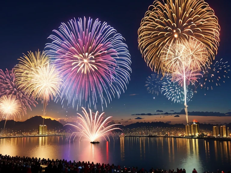 new year party, brazil santa catarina, reveillon, artificial fireworks, lot fireworks, night