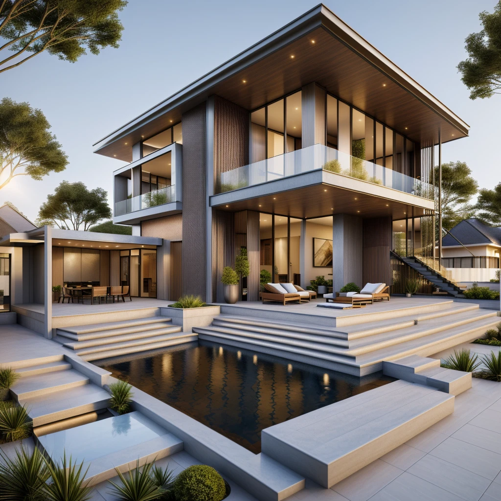 rendering of a modern residential townhouse, professional render, wide angle exterior 2023, highly detailed render, high quality rendering, realistic render, architectural render, high-quality render, detailed rendering, hyper-realistic render, hyper - realistic render, very realistic 3 d render, high render, realistic rendering, very realistic render