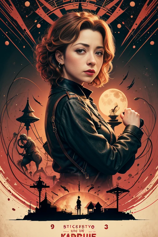 (masutepiece, Best Quality), Alex Kingston、8K Wallpaper, Highly detailed, poster for, krampus, vintage horror, 1940's, christmas horror thriller movie poster, Bauhaus, shapes, lines, Abstract, propaganda, Gothic, Cinematic poster, Vintage,