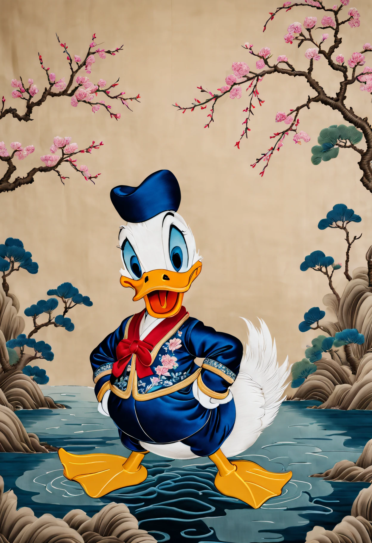 Chinese Traditional Silk Donald Duck Embroidery