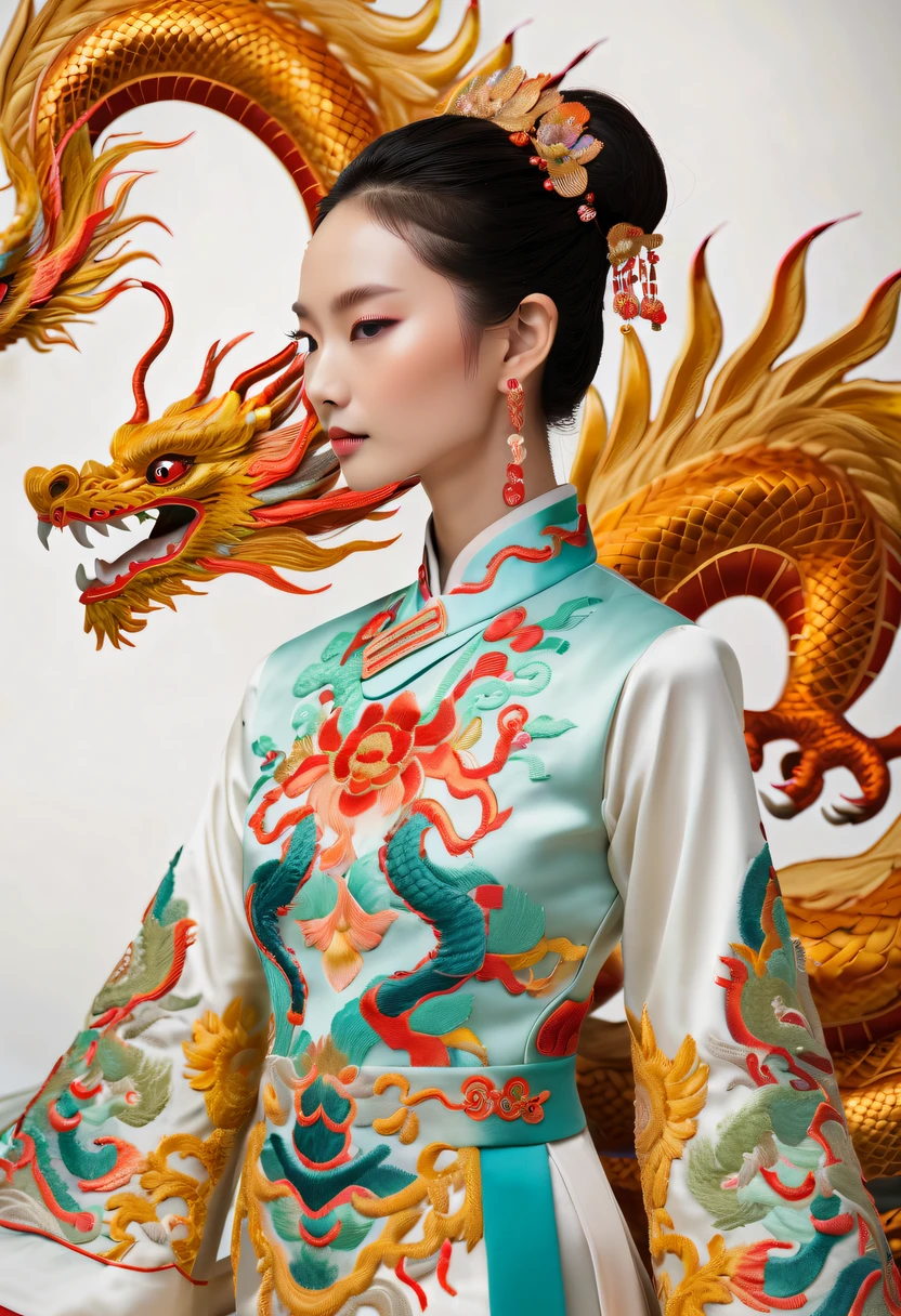 embroidered clothing，dragon embroidery，Chinese clothing design，catwalks，